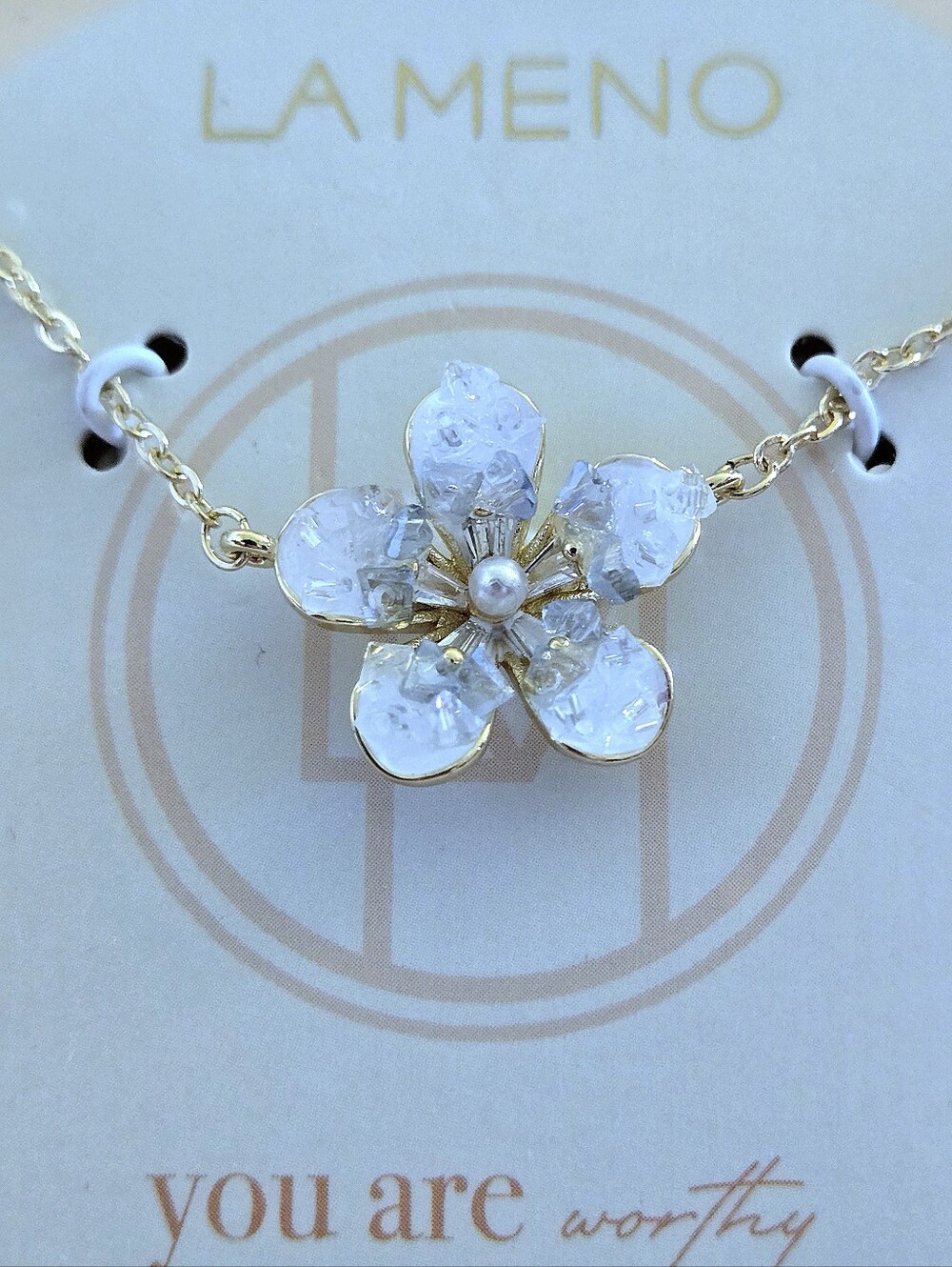 La Meno Stationary Druzy Flower🌸 Pendant Necklace - NIB - Picture 5 of 15